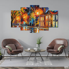 Pathway in the Autumn Oil Painting (5 Panel) Digital Wall Art On Sale - Prime Décor