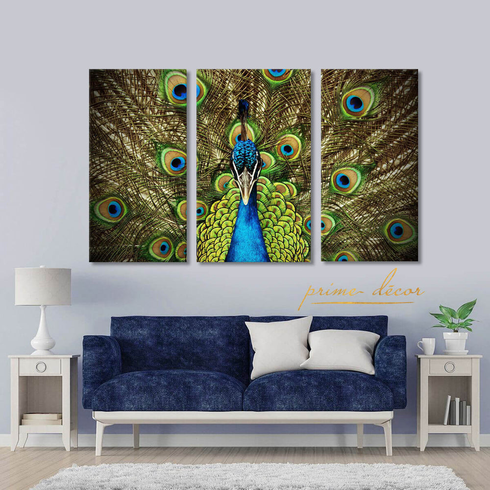 Peacocks (3 Panel) Animal Wall Art - Prime Décor