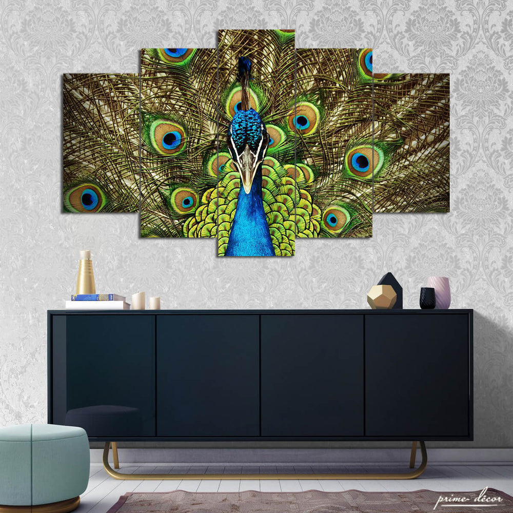 Peacocks (5 Panel) Animal Wall Art - Prime Décor