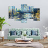 Pedestrian Bridge Over the Lake (5 Panel) Nature Wall Art