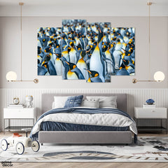 Penguins Waddle Looking in the Sky (4 Panel) Animal Wall Art - Prime Décor