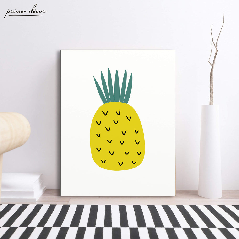 Pineapple Fruit Drawing Nursery Poster Art - Prime Décor