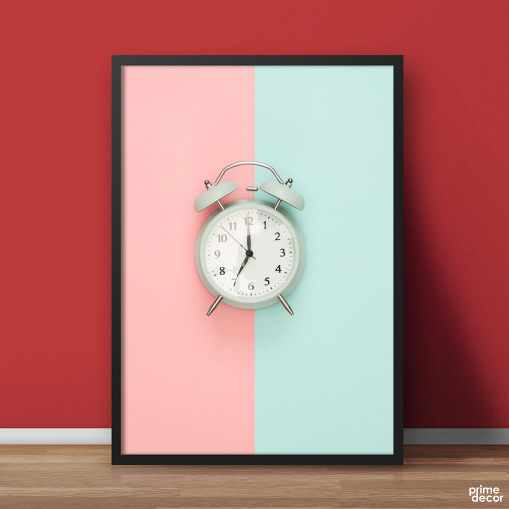 Pink Blue Pastel Alarm Clock | Fashion Poster Wall Art - Prime Décor