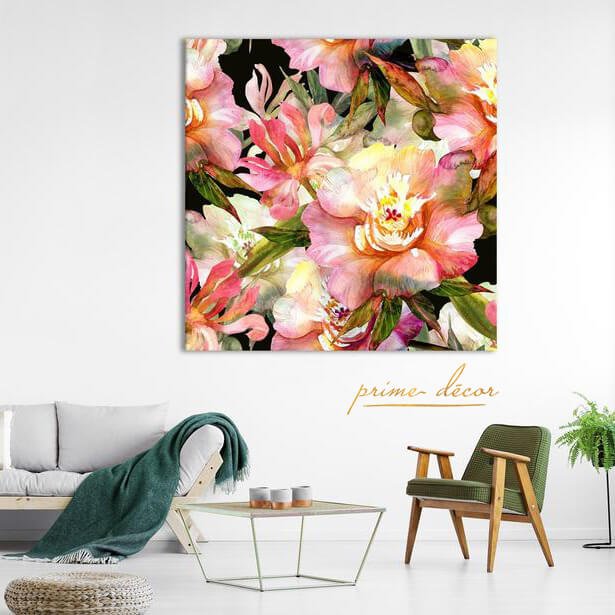 Pink Floral (Single Panel) Square Wall Art On Sale - Prime Décor