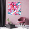 Pink Flowers With Alcohol Ink Texture (Single Panel) Floral Square Wall Art