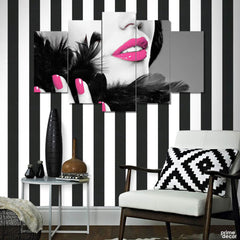 Pink Lipstick Chic Salon Design (5 Panel) Fashion Wall Art On Sale - Prime Décor