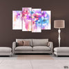 Pink & Blue Watercolor Flowers (4 Panel) Floral Wall Art