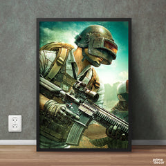 Pubg Helmet Man In Action | Game Poster Wall Art - Prime Décor