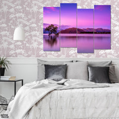 Purple Lake Wanaka New Zealand (4 Panel) Landscape Wall Art - Prime Décor