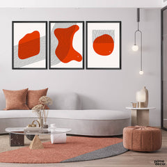 Red Blob (3 Panel) Abstract Wall Art - Prime Décor