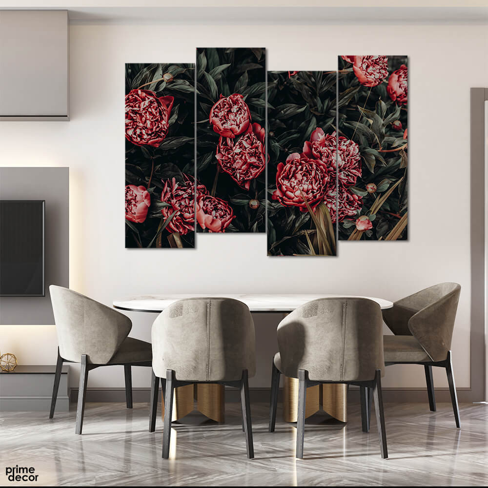 Red Poppy Flowers (4 Panel) Floral Wall Art - Prime Décor