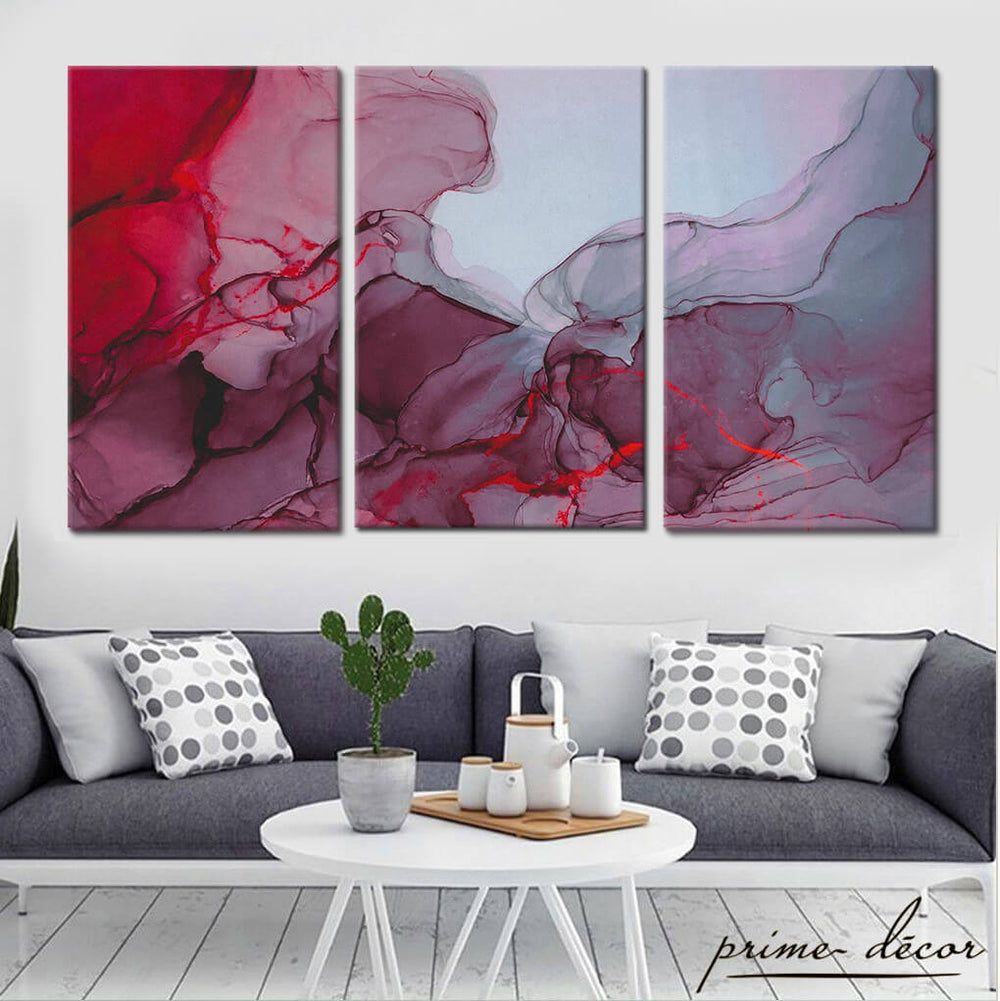 Red Wine Shade (3 Panel) Abstract Wall Art - Prime Décor