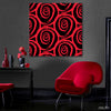 Red & Black Floral Pattern (Single Panel) Square Wall Art