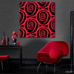 Red & Black Floral Pattern (Single Panel) Square Wall Art On Sale - Prime Décor