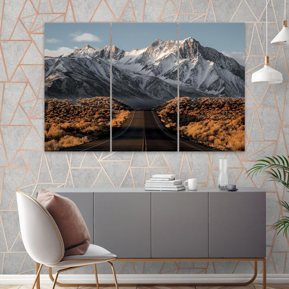 Road Through Mountains (3 Panel) Nature Wall Art On Sale - Prime Décor