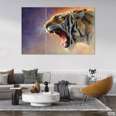 Roaring Bengali Tiger (3 Panel) Animal Wall Art - Prime Décor