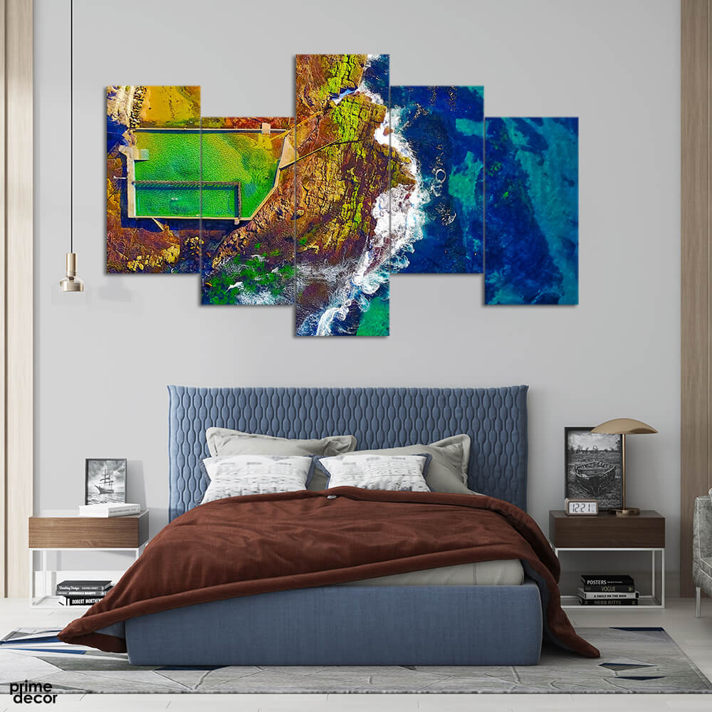 Rocky Hills at Beach Skyview (5 Panel) Landscape Wall Art - Prime Décor