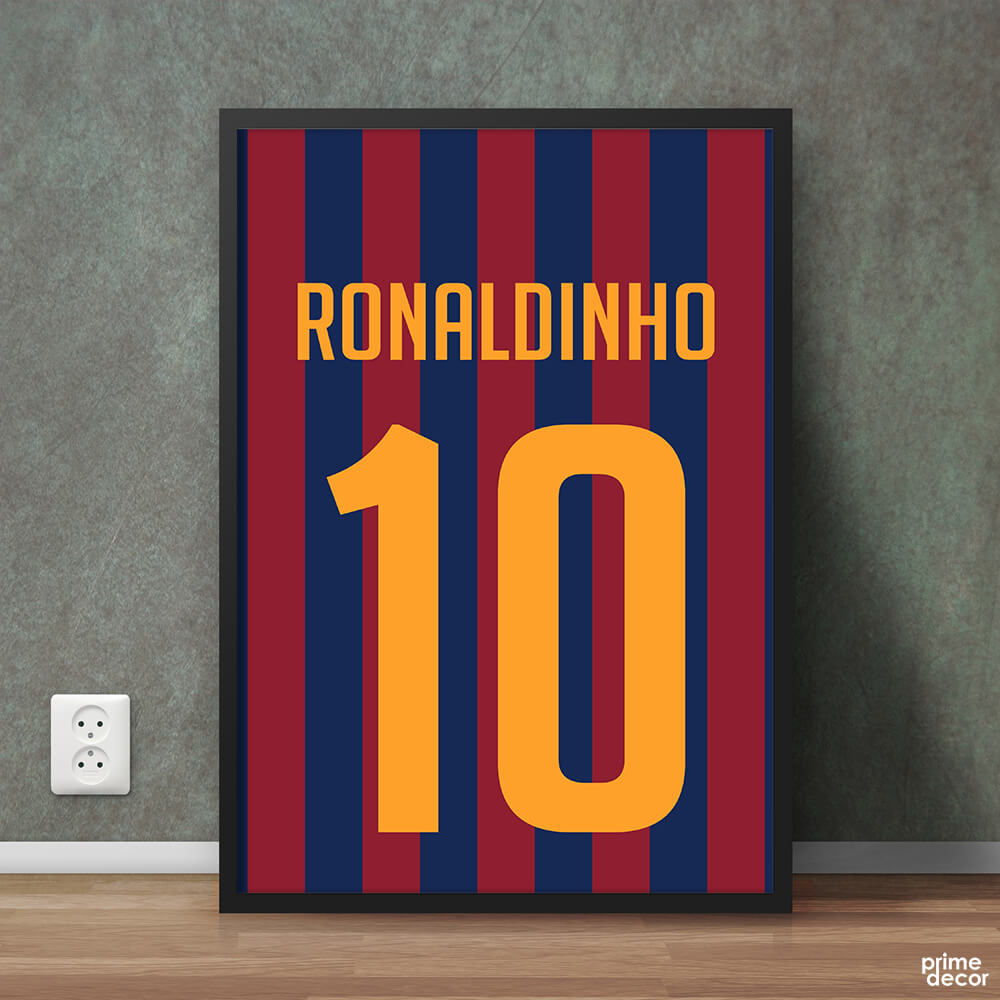 Ronaldinho Shirt Stripes Style Fifa | Football Poster Wall Art - Prime Décor