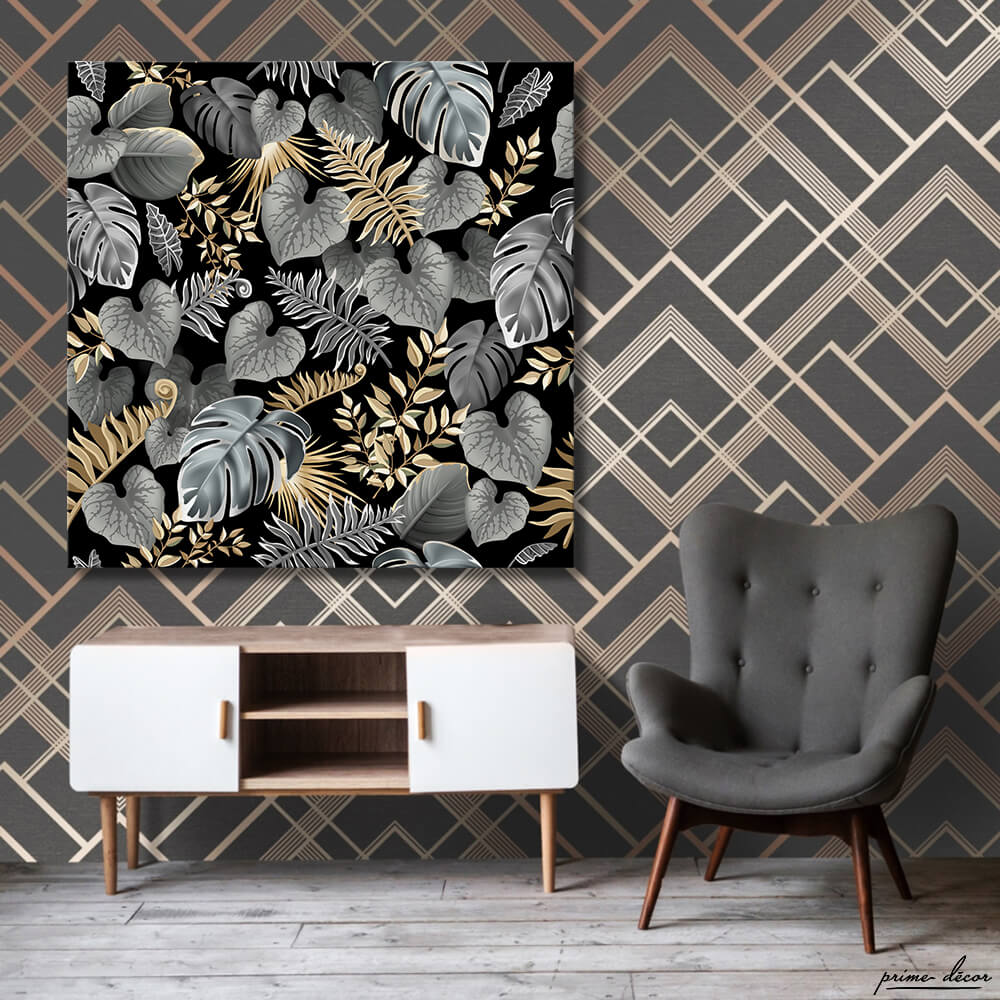 Seamless Abstract Tropical Pattern (Single Panel) Square Wall Art ...