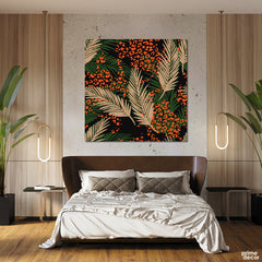 Seamless Exotic Safari Style Pattern (Single Panel) Tropical Square Wall Art - Prime Décor