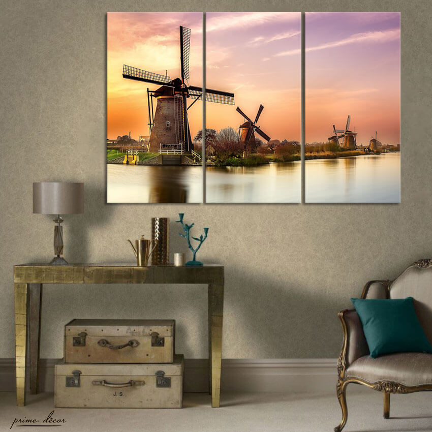 Serene Windmills (3 Panel) Travel Wall Art - Prime Décor
