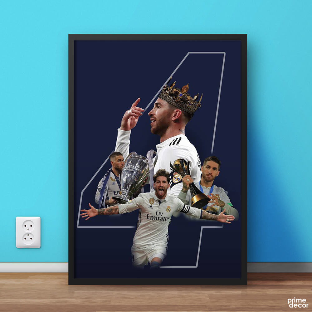 Sergio Ramos Number 4 Fifa | Football Sports Poster Wall Art - Prime Décor