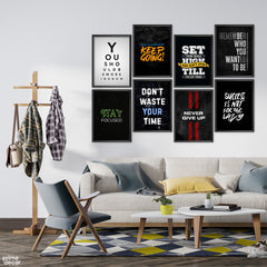 Motivational Mix Vol-8 (8 Panel) Office Wall Art - Prime Décor