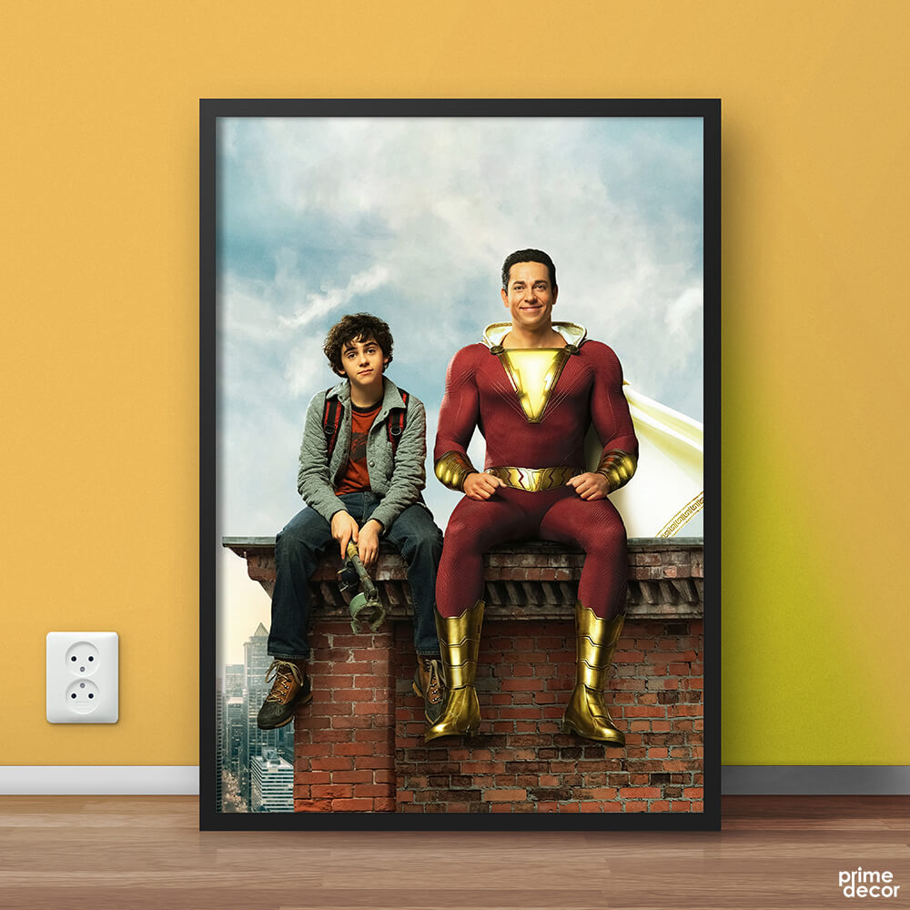 Shazam Sitting on Roof | Movie Poster Wall Art - Prime Décor