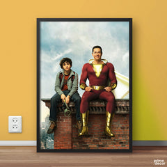 Shazam Sitting on Roof | Movie Poster Wall Art - Prime Décor