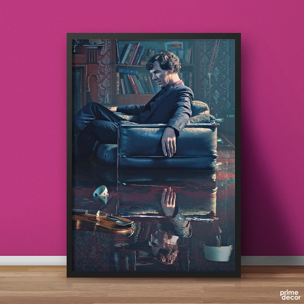 Sherlock Holmes Benedict Cumberbatch on Sofa | Movie Poster Wall Art - Prime Décor