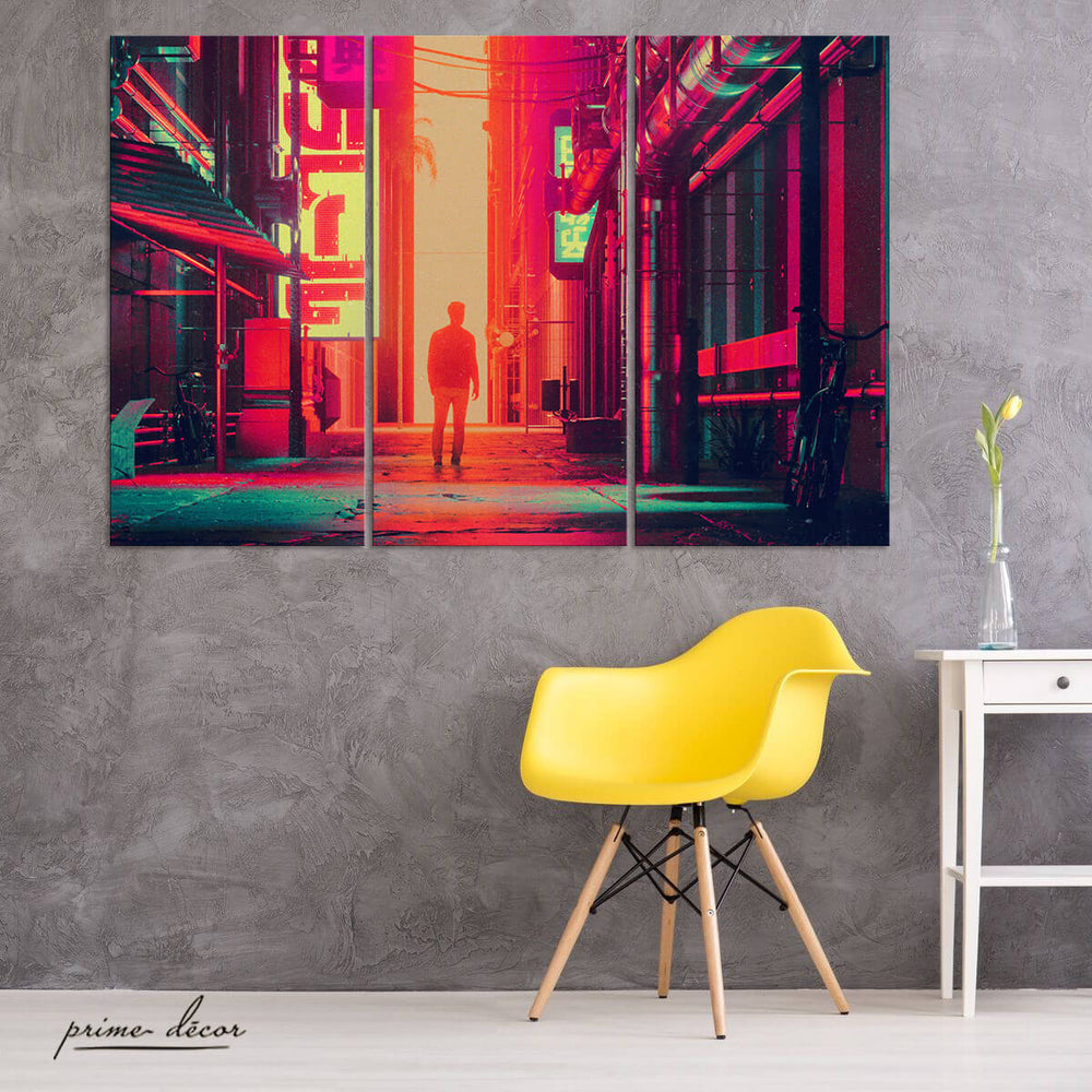 Silhouette City Street (3 Panel) Wall Art - Prime Décor