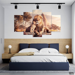 Simba & Mufasa Realistic Imagery (5 Panel) Animal Wall Art - Prime Décor