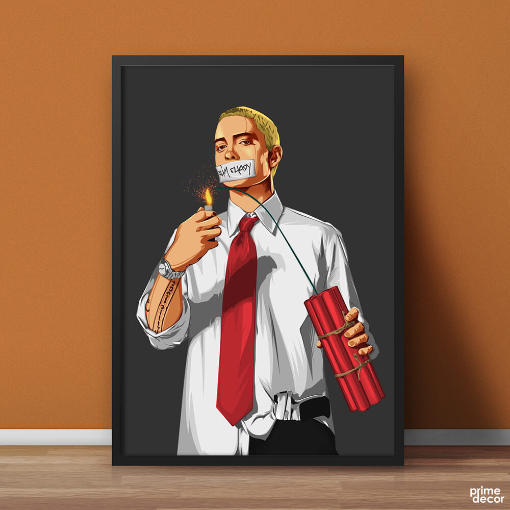 Slim Shady Eminem with Dynamite | Musical Poster Wall Art On Sale - Prime Décor