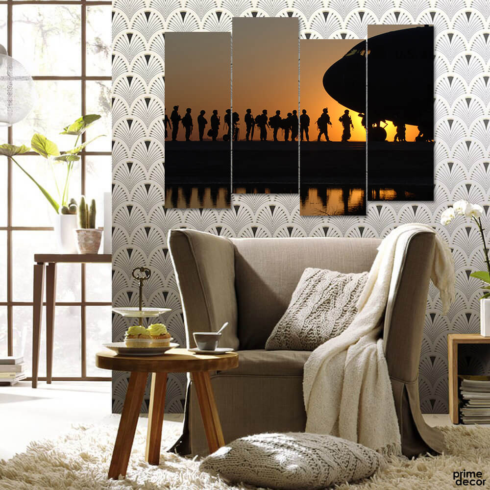 Soldiers Ready to Take Off (4 Panel) Army Wall Art - Prime Décor