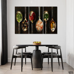 Spices on Spoon (3 Panel) Food Wall Art - Prime Décor