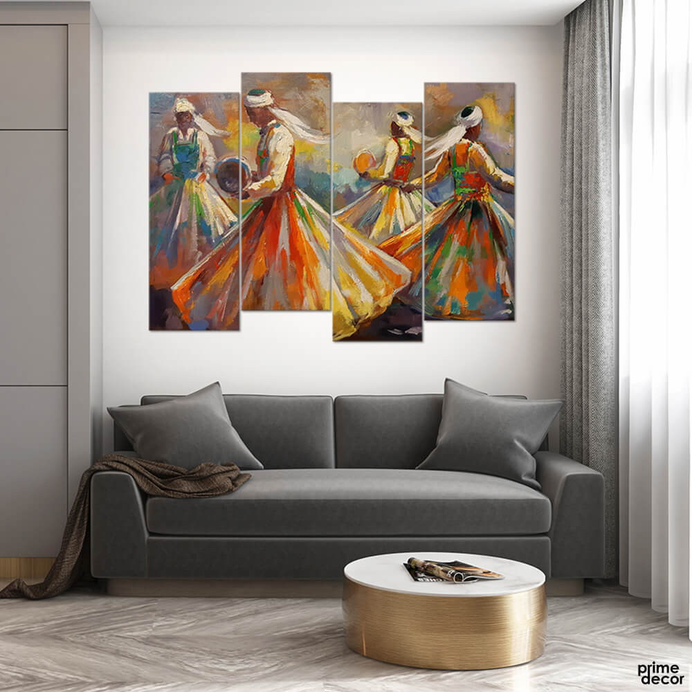 Spiritual Dancers #8 (4 Panel) Sufism Wall Art - Prime Décor