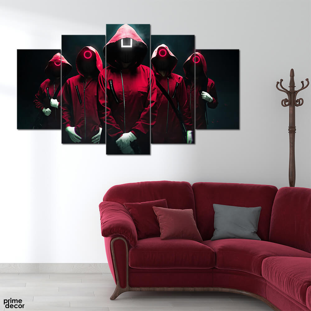 Squid Game Staff (5 Panel) TV Series Wall Art - Prime Décor
