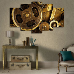 Steampunk Gears (5 Panel) Wall Art - Prime Décor