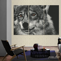Stone Age Wolf (3 Panel) Animal Wall Art - Prime Décor