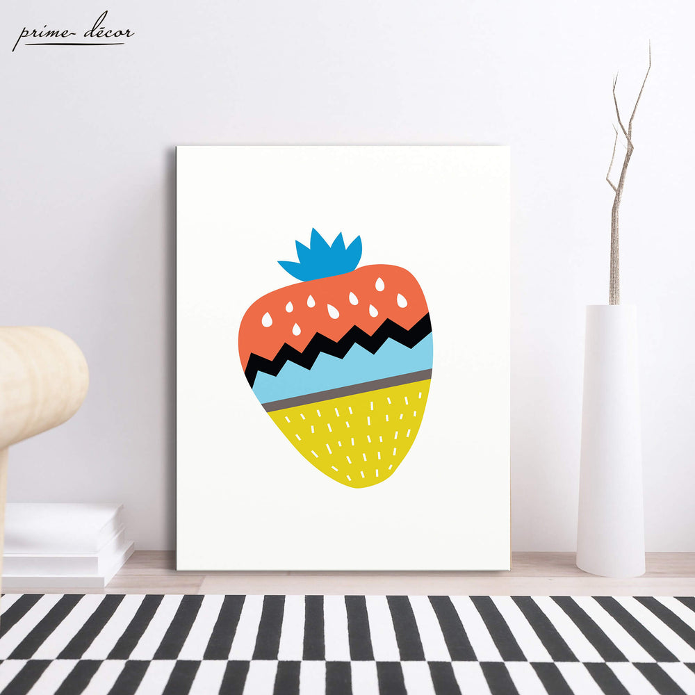 Strawberry Fruit Drawing Nursery Poster Art - Prime Décor