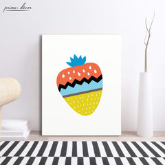 Strawberry Fruit Drawing Nursery Poster Art - Prime Décor
