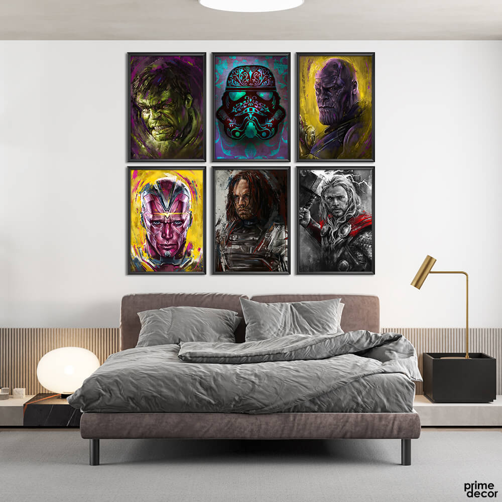 Superheroes Painting Collection (6 Panel) Movie Wall Art - Prime Décor