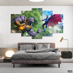 Thanos vs Thor (5 Panel) Movie Wall Art - Prime Décor
