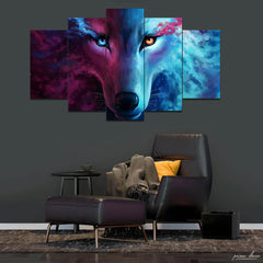 The Galaxy Wolf (5 Panel) Animal Wall Art - Prime Décor