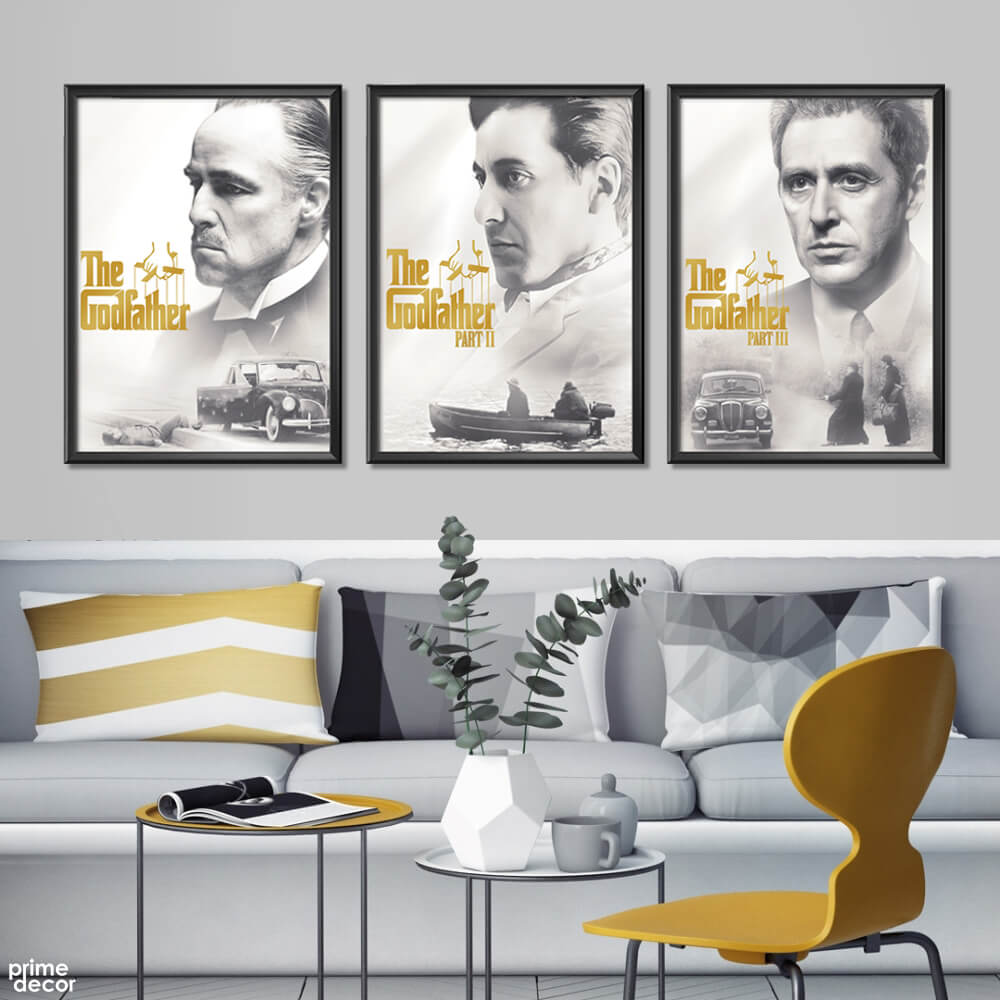 The Godfather Series BlueRay Design Set (3 Panel) Movie Wall Art - Prime Décor