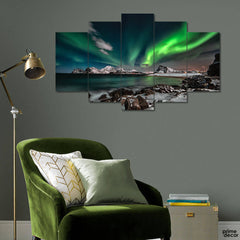 The Northern Lights (5 Panel) Nature Wall Art On Sale - Prime Décor