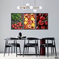 Tomatoes Pomegranates & Cherries (3 Panel) Food Wall Art - Prime Décor