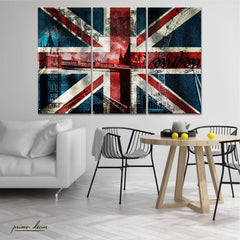 Union Jack (3 Panel) United Kingdom Flag Wall Art - Prime Décor