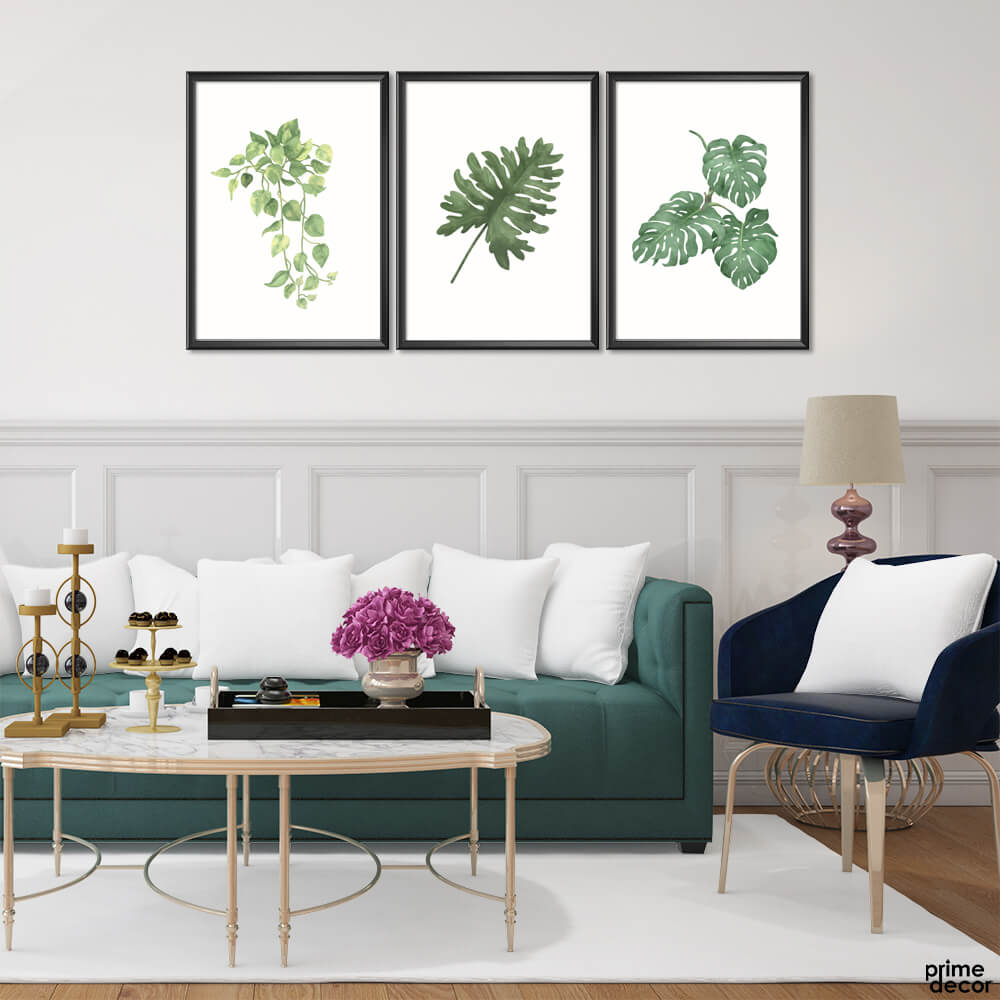 Variety of Green Leaves (3 Panel) Floral Wall Art - Prime Décor