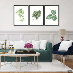 Variety of Green Leaves (3 Panel) Floral Wall Art - Prime Décor